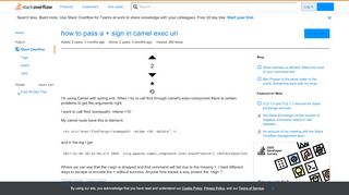 
                            11. how to pass a + sign in camel exec uri - Stack Overflow