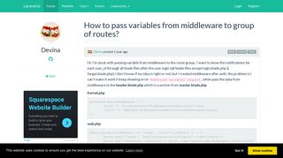 
                            5. How to pass variables from middleware to group of routes? | Laravel.io