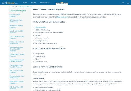 
                            11. How to Pay HSBC Credit Card Bill Payment Online - BankBazaar