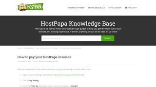
                            2. How to pay your HostPapa invoices - HostPapa Dashboard