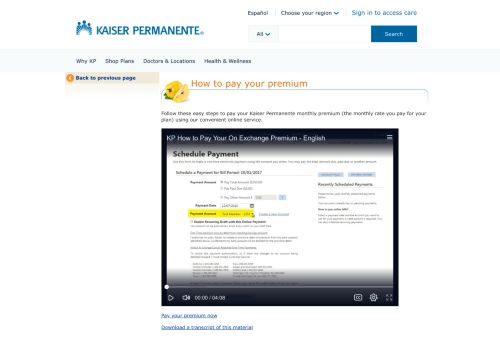 
                            6. How to pay your premium - Kaiser Permanente