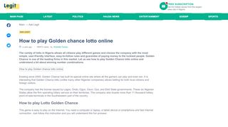
                            4. How to play Golden chance lotto online ▷ Legit.ng