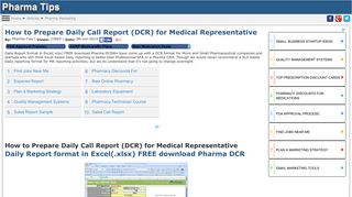 
                            6. How to Prepare Daily Call Report (DCR) for Medical ... - Pharma Tips