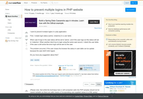 
                            2. How to prevent multiple logins in PHP website - Stack Overflow