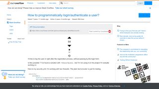 
                            1. How to programmatically login/authenticate a user? - Stack Overflow