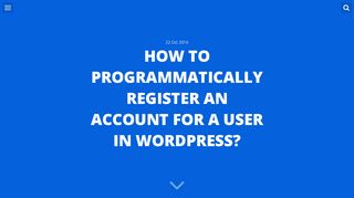
                            10. How to programmatically register an account for a user in WordPress?