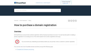 
                            4. How to purchase a domain registration – DreamHost