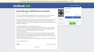 
                            10. How to Re-Link a SPOT Device to Facebok | Facebook