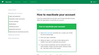 
                            10. How to reactivate your account - Twitter support