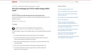 
                            4. How to recharge my UTS R-wallet using a debit card - Quora