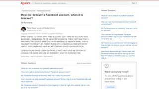 
                            1. How to recover a Facebook account, when it is blocked - Quora