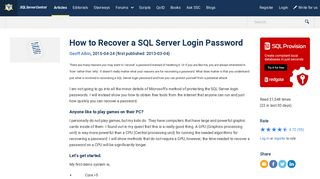
                            6. How to Recover a SQL Server Login Password - SQLServerCentral