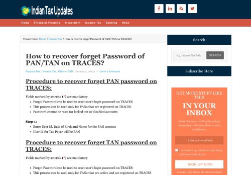 
                            11. How to recover forget Password of PAN/TAN on TRACES?