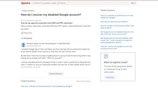 
                            12. How to recover my disabled Google account - Quora