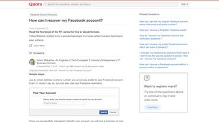 
                            7. How to recover my Facebook account - Quora