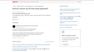 
                            5. How to recover my TP-Link router password - Quora