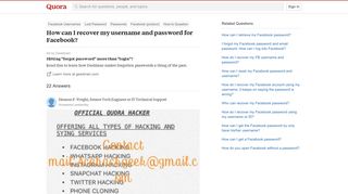 
                            5. How to recover my username and password for Facebook - Quora