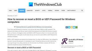 
                            1. How to recover or set a BIOS or UEFI Password for Windows ...