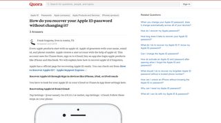 
                            10. How to recover your Apple ID password without changing it - Quora