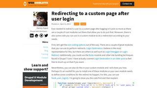 
                            2. How to redirect a user after login in Drupal 7 - Web Omelette