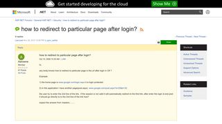 
                            2. how to redirect to particular page after login? | The ASP.NET Forums