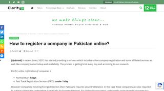 
                            12. How to register a company in Pakistan online? - Clarity.pk