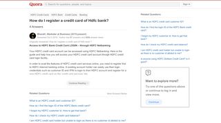 
                            5. How to register a credit card of Hdfc bank - Quora