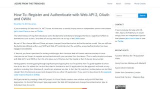 
                            6. How To: Register and Authenticate with Web API 2, OAuth and OWIN ...