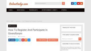 
                            8. How To Register And Participate In Giversforum - ONLINE DAILYS