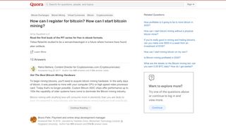 
                            3. How to register for bitcoin? How can I start bitcoin mining - Quora