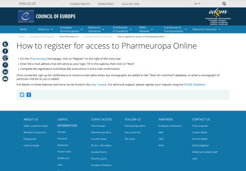 
                            3. How to register for Pharmeuropa Online - Instructions - EDQM