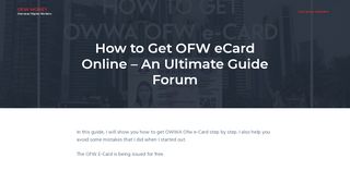 
                            4. How To Register & Get OWWA OFW e-Card Step by Step (2019)