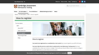 
                            3. How to register | MAT | Cambridge Assessment Admissions Testing