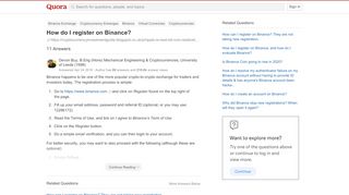 
                            2. How to register on Binance - Quora