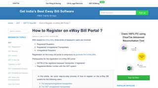 
                            8. How to register on the Eway bill portal under GST? - ClearTax