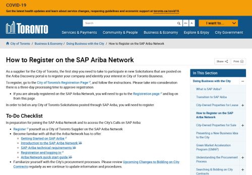 How to Register on the SAP Ariba Network – City of Toronto
