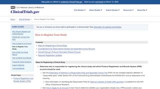 
                            3. How to Register Your Study - ClinicalTrials.gov