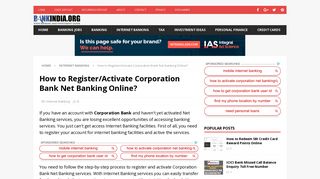 
                            6. How to Register/Activate Corporation Bank Net Banking Online