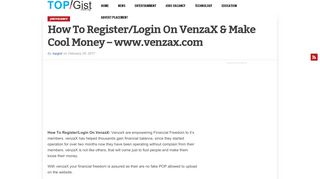 
                            1. How To Register/Login On VenzaX & Make Cool Money - www ...