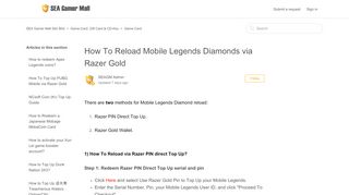 
                            10. How To Reload Mobile Legends Diamonds via Razer Gold – SEA ...