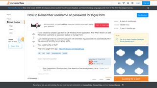
                            1. How to Remember username or password for login form - Stack Overflow