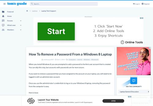 
                            8. How To Remove a Password From a Windows 8 Laptop | Tom's Guide Forum