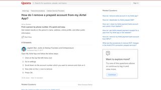 
                            11. How to remove a prepaid account from my Airtel App - Quora