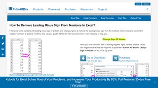 
                            5. How to remove leading minus sign from numbers in Excel?