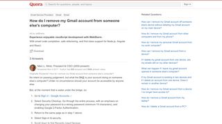 
                            7. How to remove my Gmail account from someone else's computer - Quora