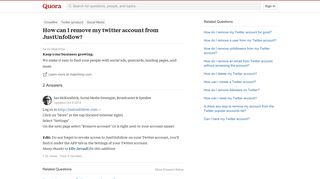 
                            7. How to remove my twitter account from JustUnfollow - Quora