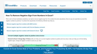 
                            7. How to remove negative sign from numbers in Excel? - ExtendOffice