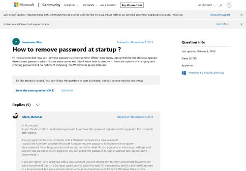 
                            12. How to remove password at startup ? - Microsoft Community