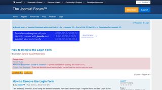 
                            3. How to Remove the Login Form - Joomla! Forum - community, help and ...
