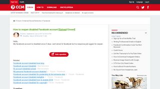 
                            7. How to reopen disabled Facebook account [Solved] - Ccm.net